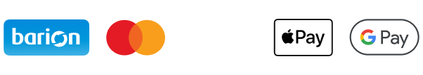Elfogadott fizetési módok: Barion, Mastercard, Visa, Apple Pay, Google Pay